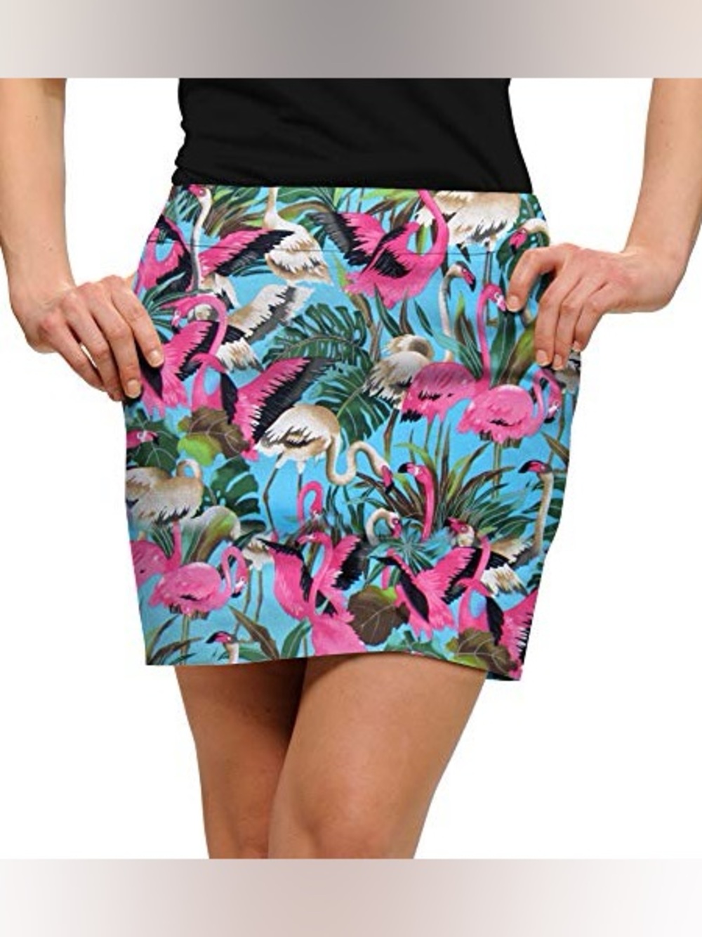 LOUDMOUTH Ladies Tropical Flamingo Print Golf Skort Size 8